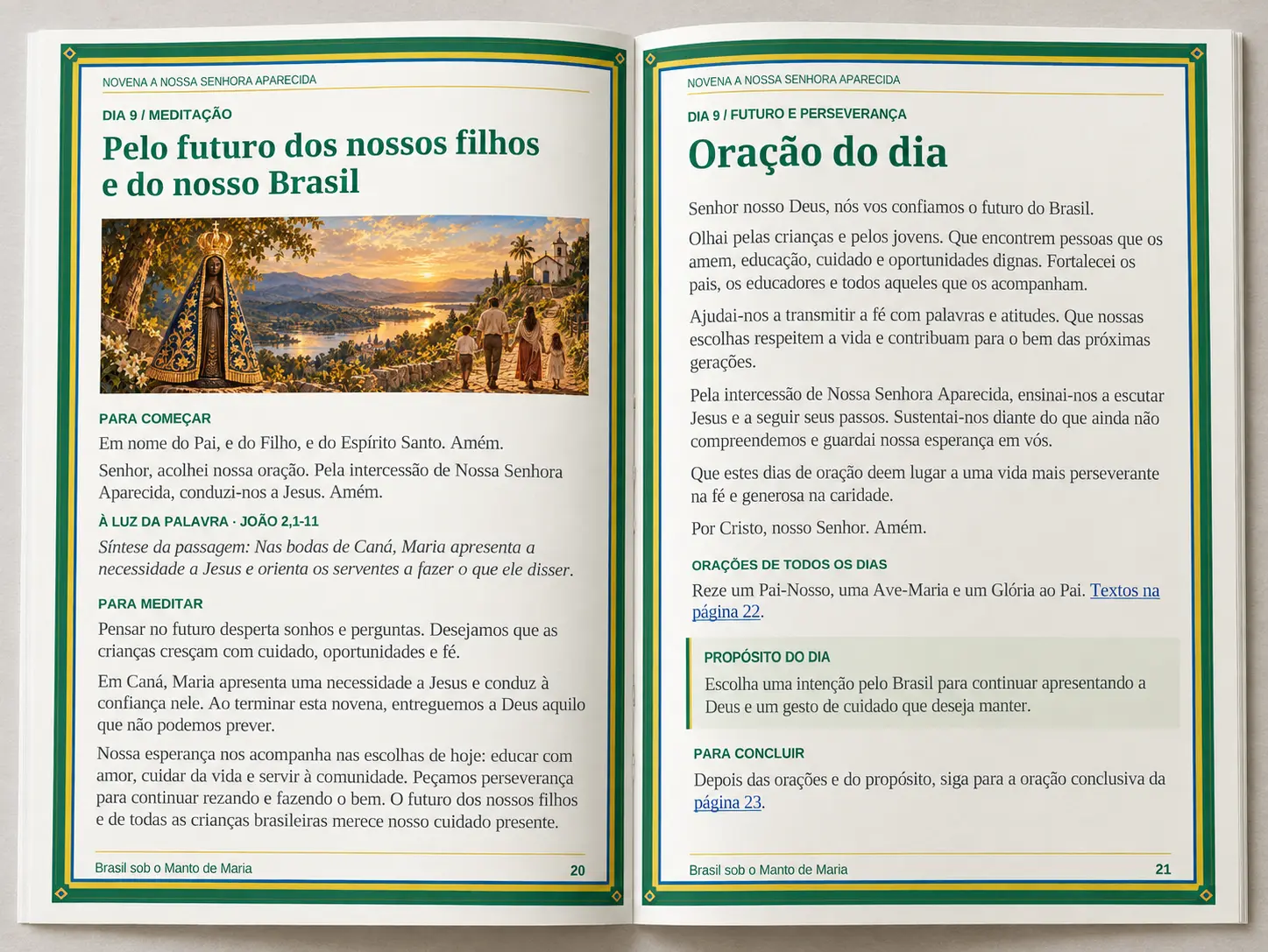 Páginas 20 e 21 sobre o futuro dos filhos e do Brasil