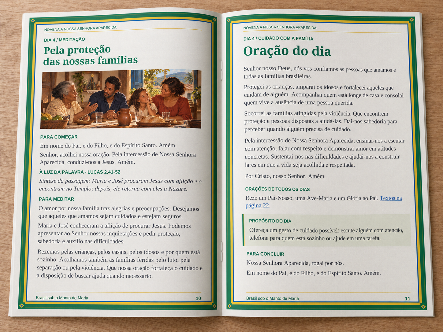 Páginas 10 e 11 sobre proteção das famílias